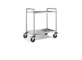 Chariot inox 2 niveaux avec 4 roues pivotantes en acier galvanise