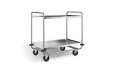 Chariot inox 2 niveaux avec 4 roues pivotantes en acier galvanise