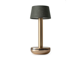 TWO TABLE LIGHT GOLD/EMERALD LINEN