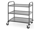 CHARIOT INOX 3 NIV NOIRE MAT 800X500MM AVEC 4 ROUES PIVOT. EN POLY  FLATPACK 