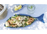 PLAT POISSON PETIT TERRECUITE BLEU 40X14CM