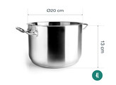 GARINOX GASTRO KOOKPOT MIDDELHOOG MET DEKSEL DIA20 X H13CM INDUCTIE